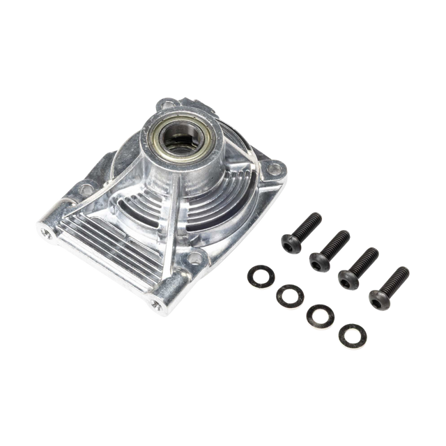Losi 5IVE-T 3.0 raw silver clutch mount with bearings and mounting hardware, LOS-4160