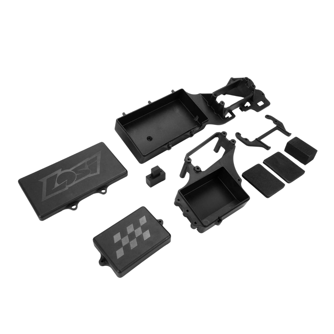Losi 5IVE-T 3.0 radio tray set with battery box, covers and foam padding, LOS-4164