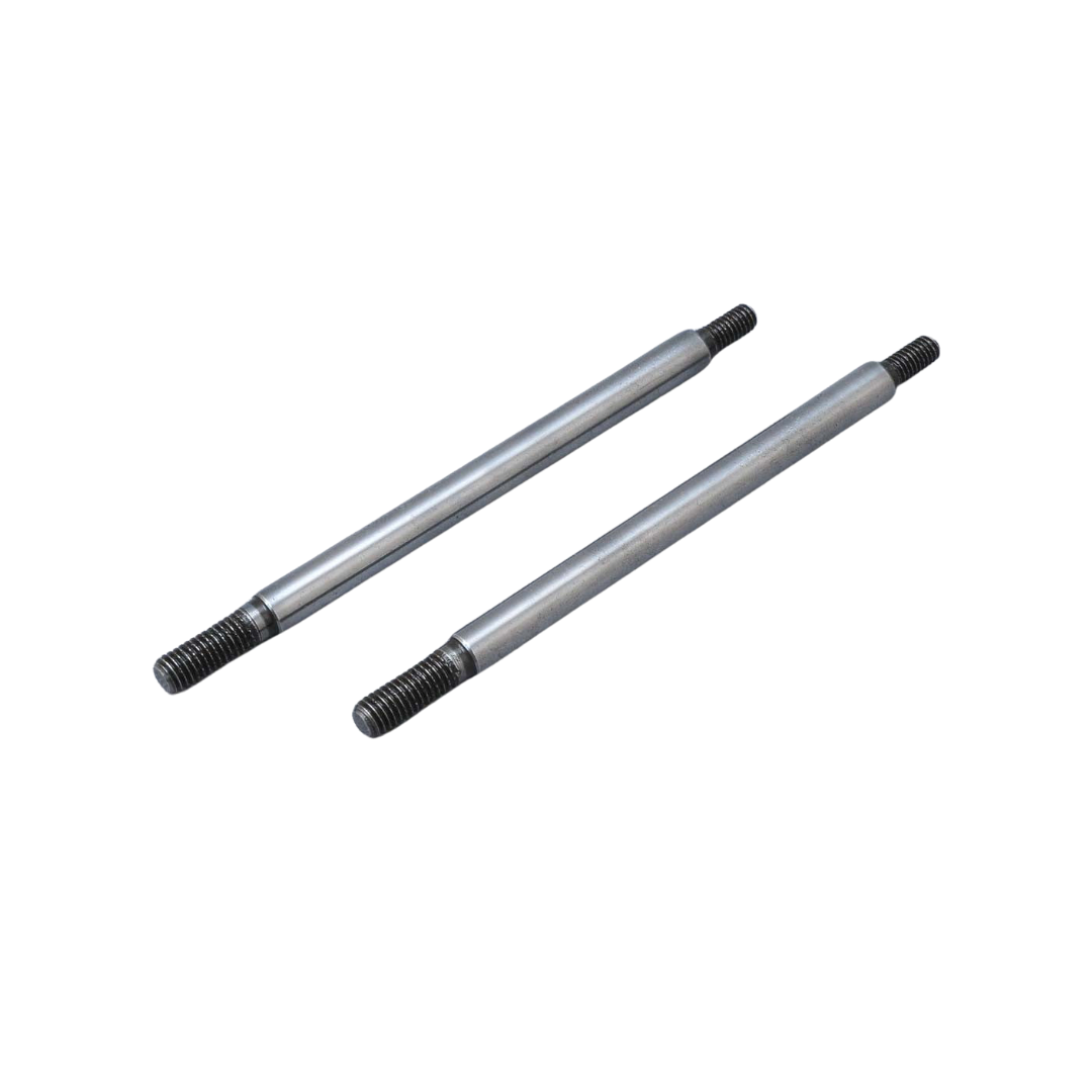 Two metal rods with threaded ends on a white background