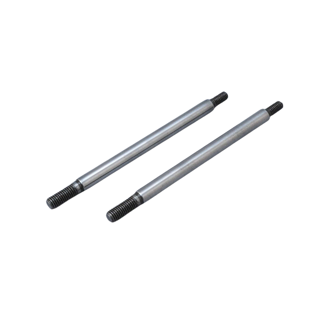 Two metal rods with threaded ends on a white background