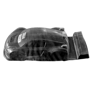 Car hood with a visible brand label on a white background