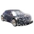 Clear body shell of a car on a white background