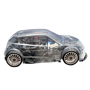 Transparent model of a car on a white background