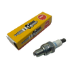 Spark plug and its packaging with a visible brand logo on a white background