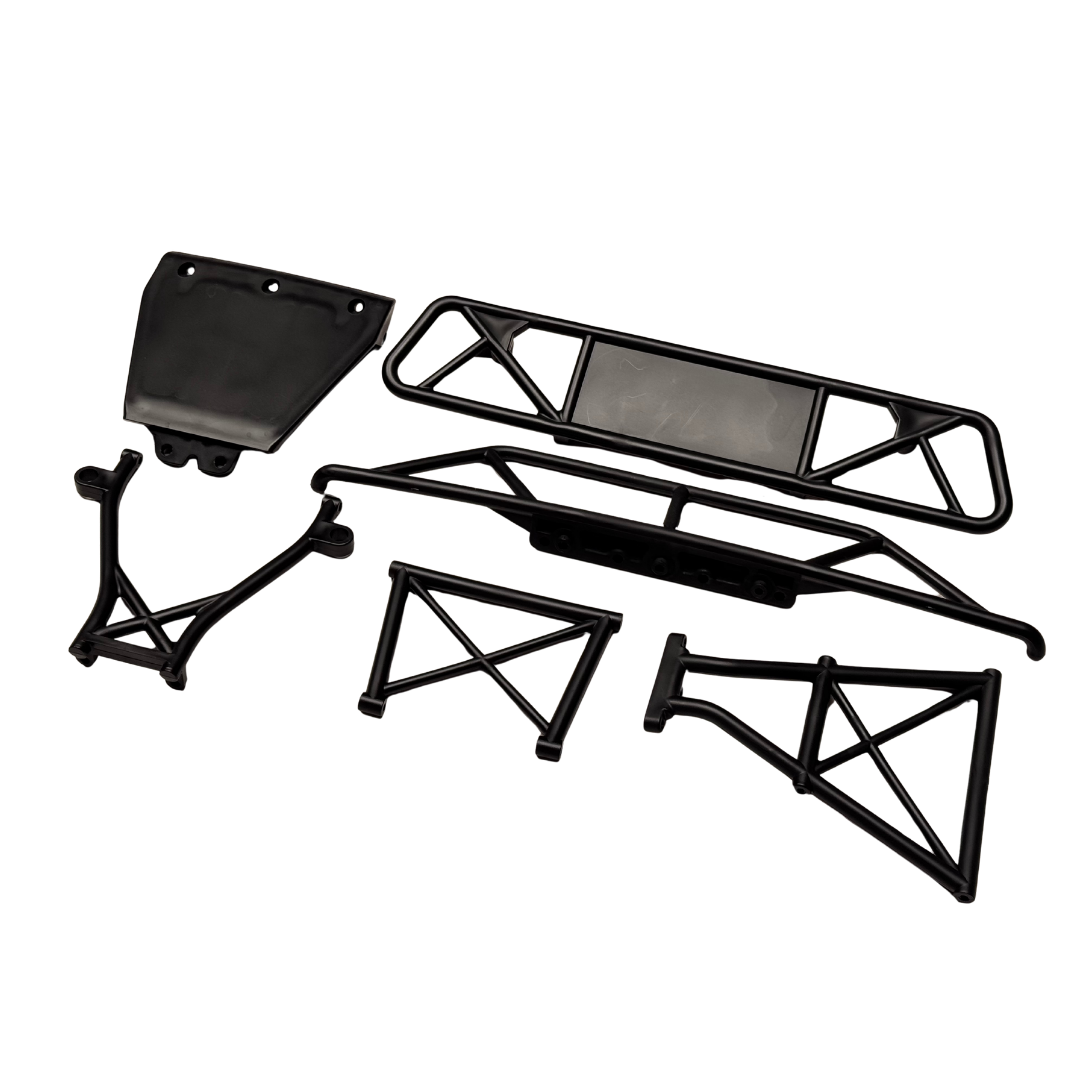 Outlaw V4 Billet Hybrid Slider kit version black bumper, roll bar and brace components