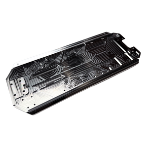 Angled view of Outlaw V4 Billet Hybrid Slider kit version machined billet chassis in raw silver aluminium