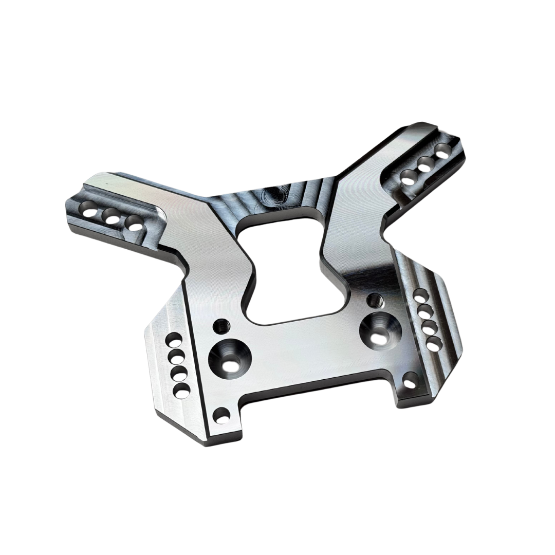 Outlaw V4 Billet Hybrid Slider kit version front shock tower in raw silver aluminium