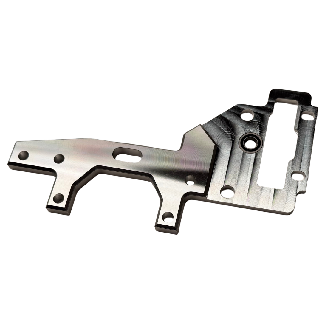 Outlaw V4 Billet Hybrid Slider kit version upper transmission plate in raw silver aluminium