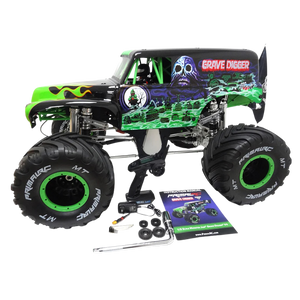 Monster truck model with large wheels and detailed design on a white background