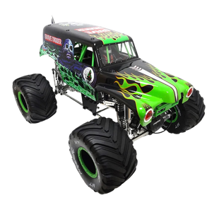 Green and black monster truck model on a white background
