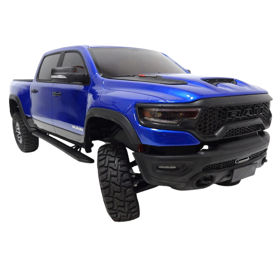 Blue Ram truck on a white background