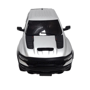 Model car with black and silver design on a white background