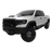 White truck with black accents on a white background