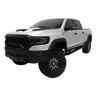 White truck with black accents on a white background