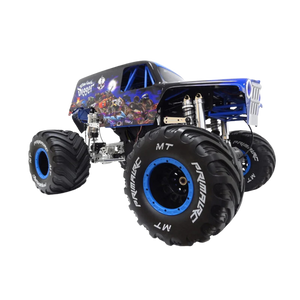 Monster truck model with large wheels and detailed design on a white background