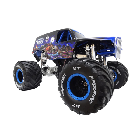 Monster truck model with large wheels and detailed design on a white background