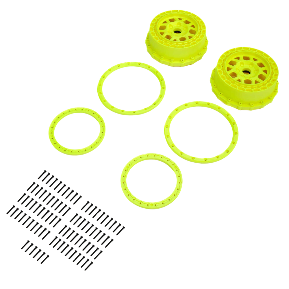 Losi Wheel and Beadlock Set, Yellow (2): 5IVE-T 3.0 [PRO287802]