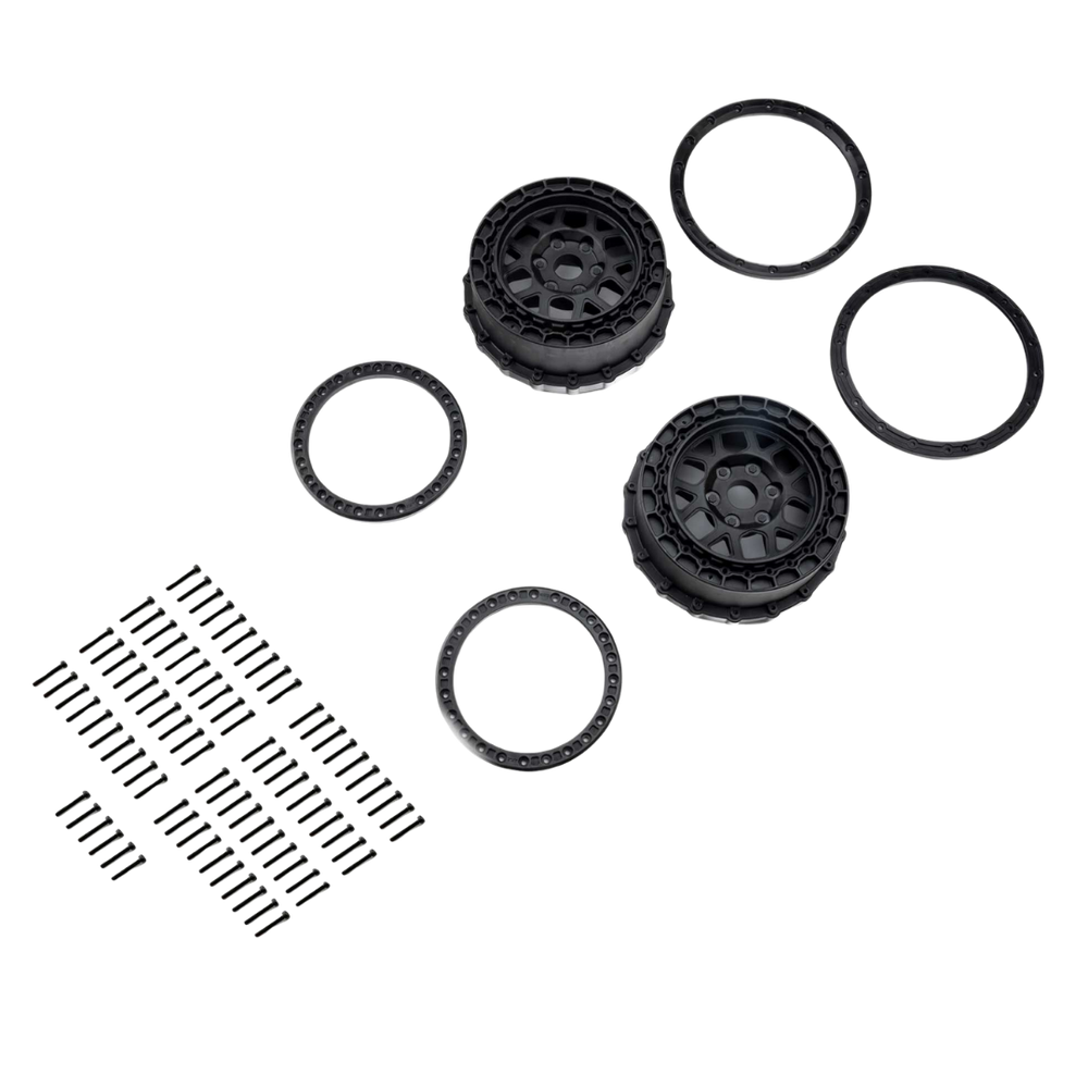 Losi Wheel and Beadlock Set, Black (2): 5IVE-T 3.0 [PRO287803]