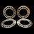 A set of four metal beadlocks designed for 1/5 scale wheels and tyres, displayed on a dark background.