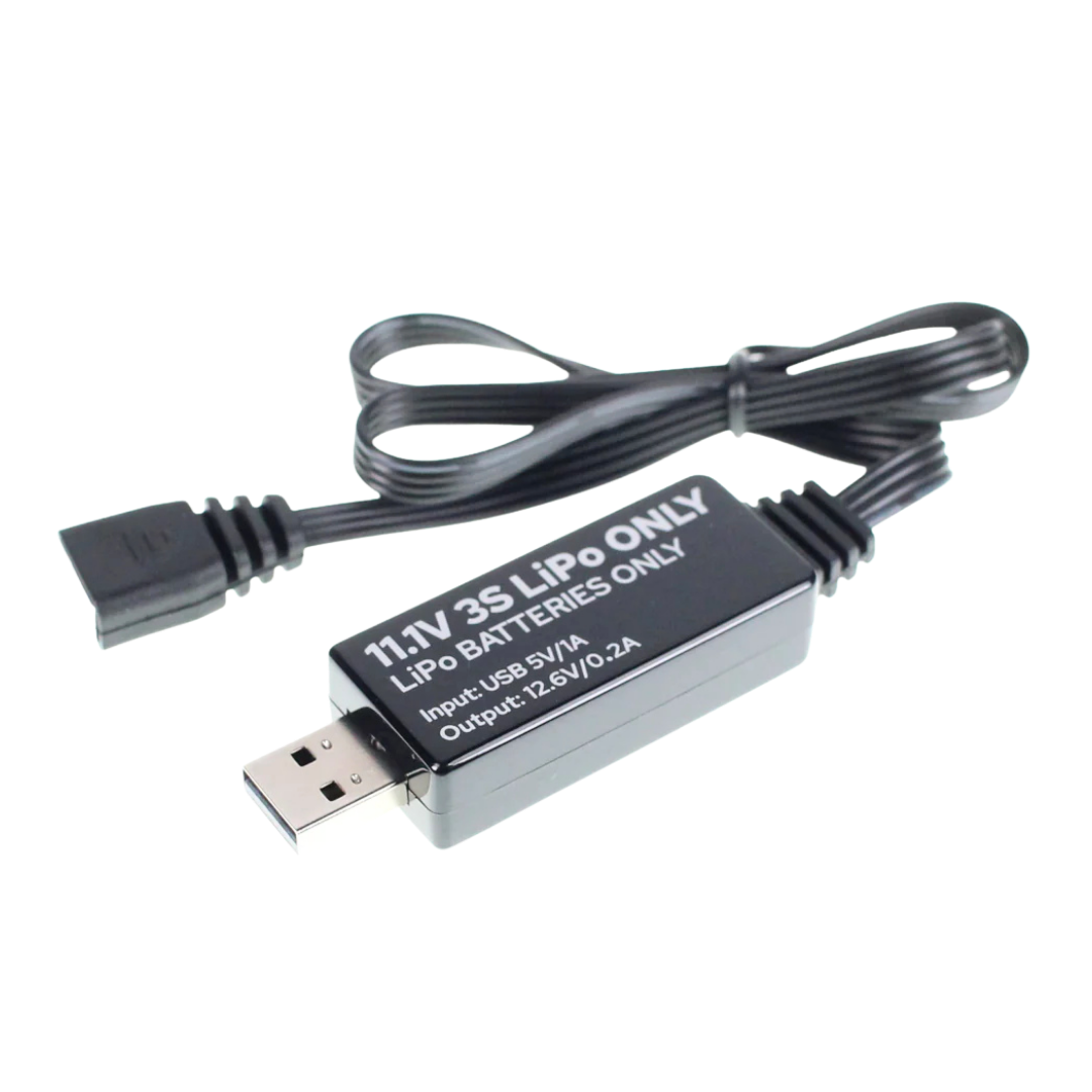 USB cable with electronic component on a white background