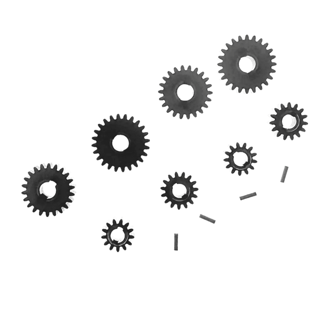 Set of black gears on a white background