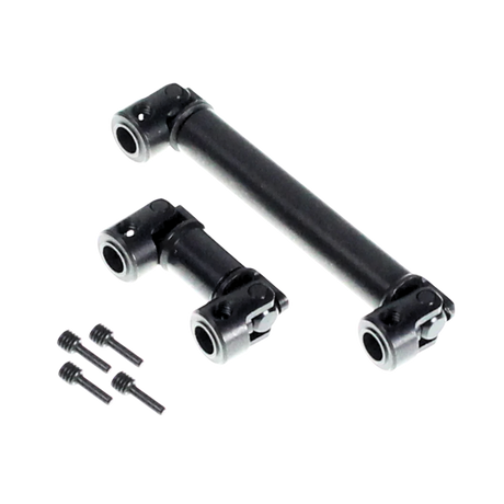 Black metal shaft and connectors on a white background