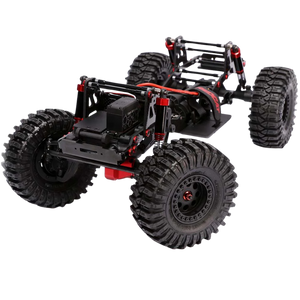 Model of a four-wheeled vehicle with large tires on a white background