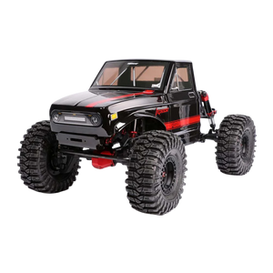 Black and red off-road model vehicle on a white background