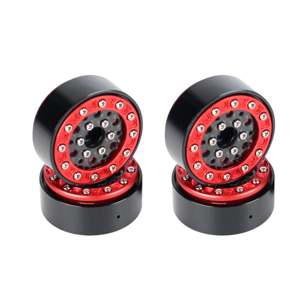 Ascent 18 1.3" Aluminum & Carbon Fiber Red Beadlock Wheels -0.75 Offset (4pcs) [RER43153]
