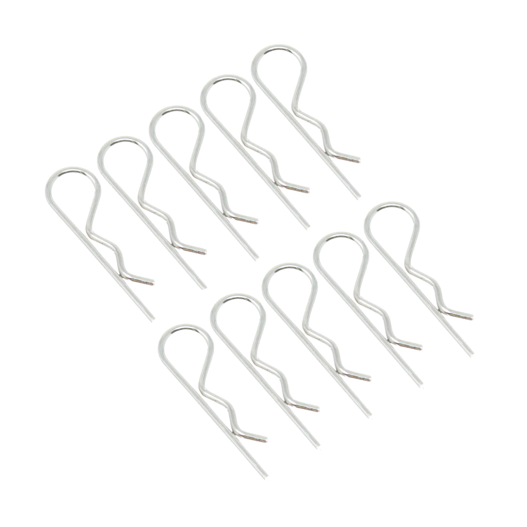 Set of metal clips on a white background