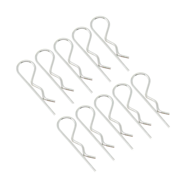 Set of metal clips on a white background