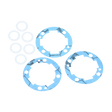 Three blue gaskets on a white background