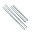 Set of four silver metal rods on a white background