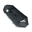 Black plastic component on a white background