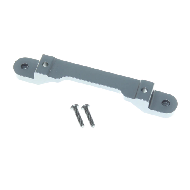 Metal bracket with two screws on a white background