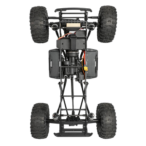 Top view of a four-wheeled off-road vehicle on a white background