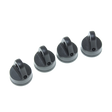Four black caps on a white background