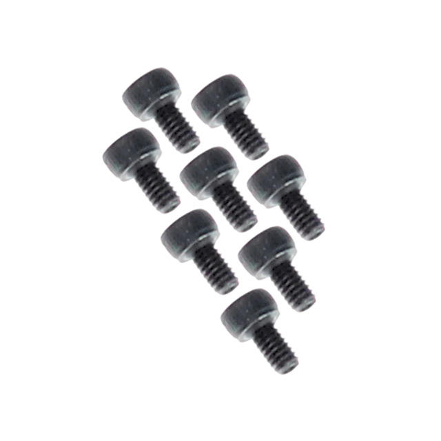 Set of black screws on a white background
