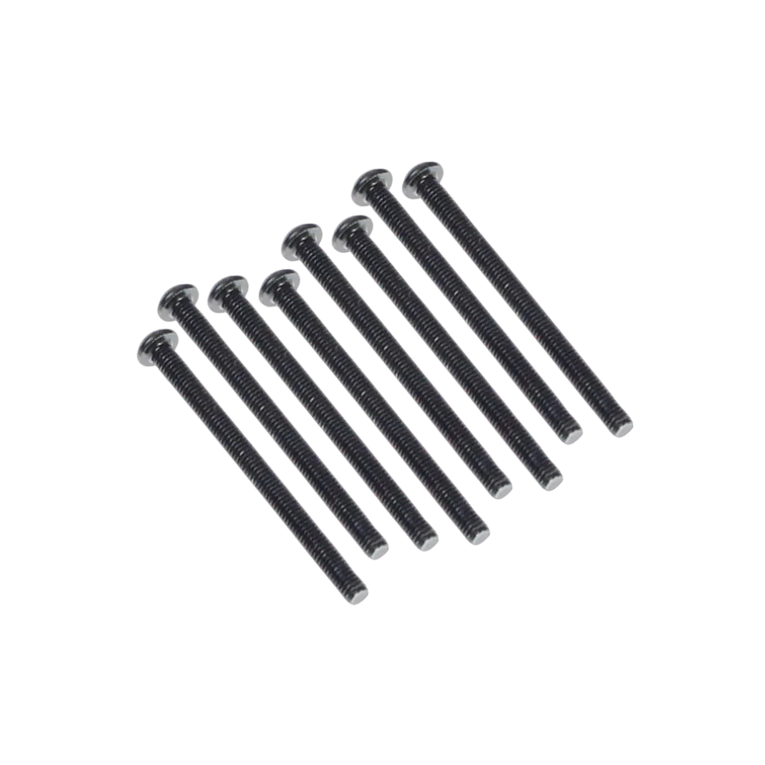 Set of black screws on a white background