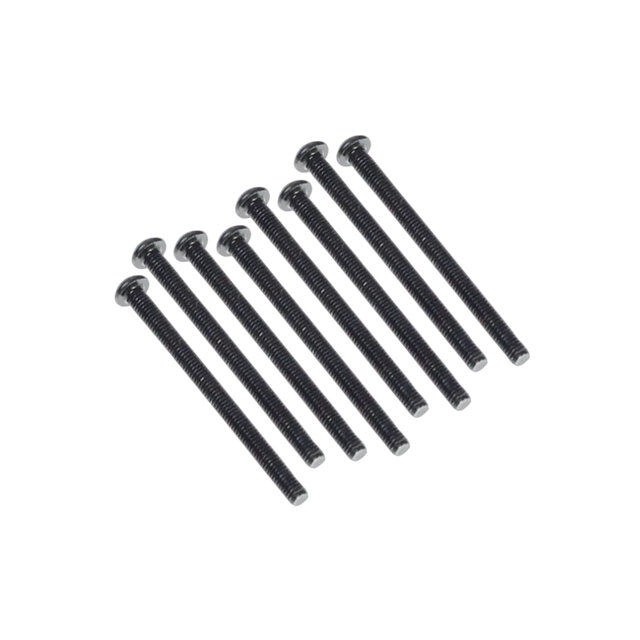 Set of black screws on a white background
