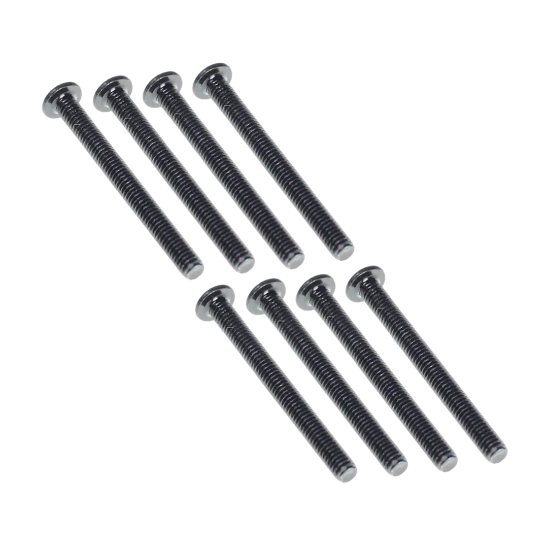 Set of black screws on a white background