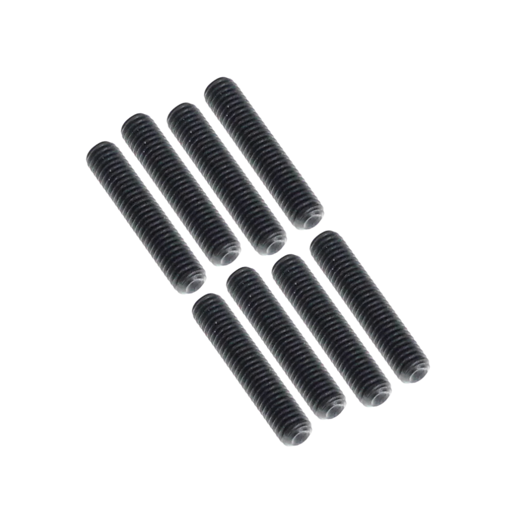 Set of black screws on a white background
