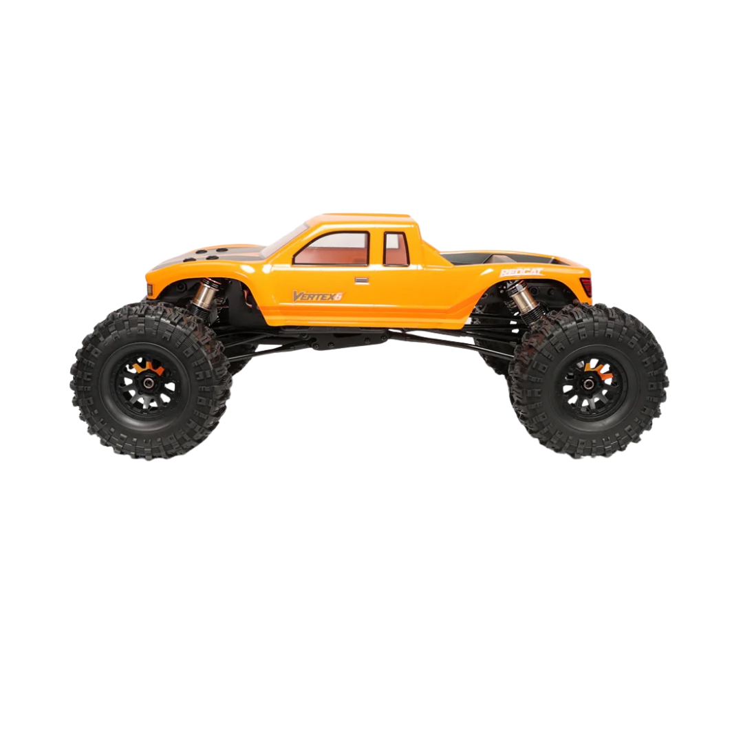 Orange monster truck model on a white background