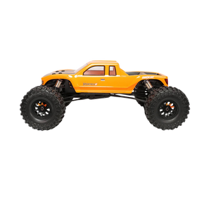 Orange monster truck model on a white background