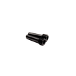 Two black cylindrical objects on a white background