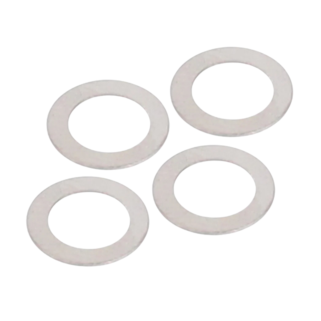 Four shims on a white background