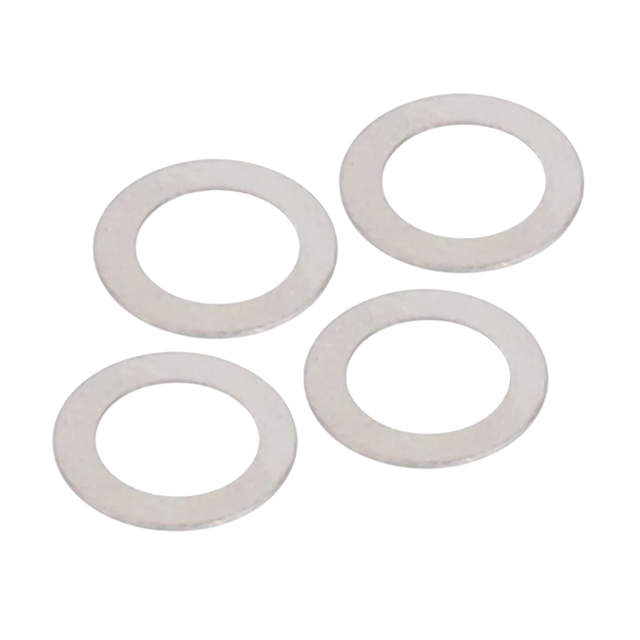 Four shims on a white background