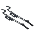 Black metal brackets on a white background