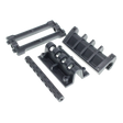 Set of gray metal brackets on a white background