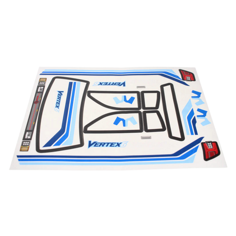 Set of car decals with 'Vertex' branding on a white background